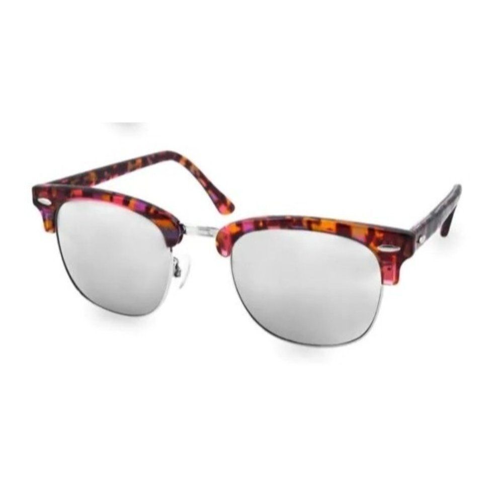 AQS MILO 49MM Clubmaster Sunglasses Tortoise Multi 50's Inspired Gray Lens NEW